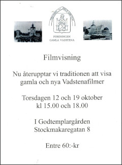 Förening Gamla Vadstena - Filmvisning - Höst 2023