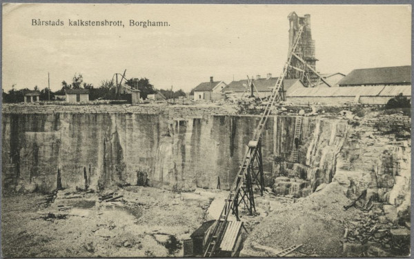 Ein Gruss aus Borghamn: Bårstads Kalksteinbruch, Borghamn, ca. 1910