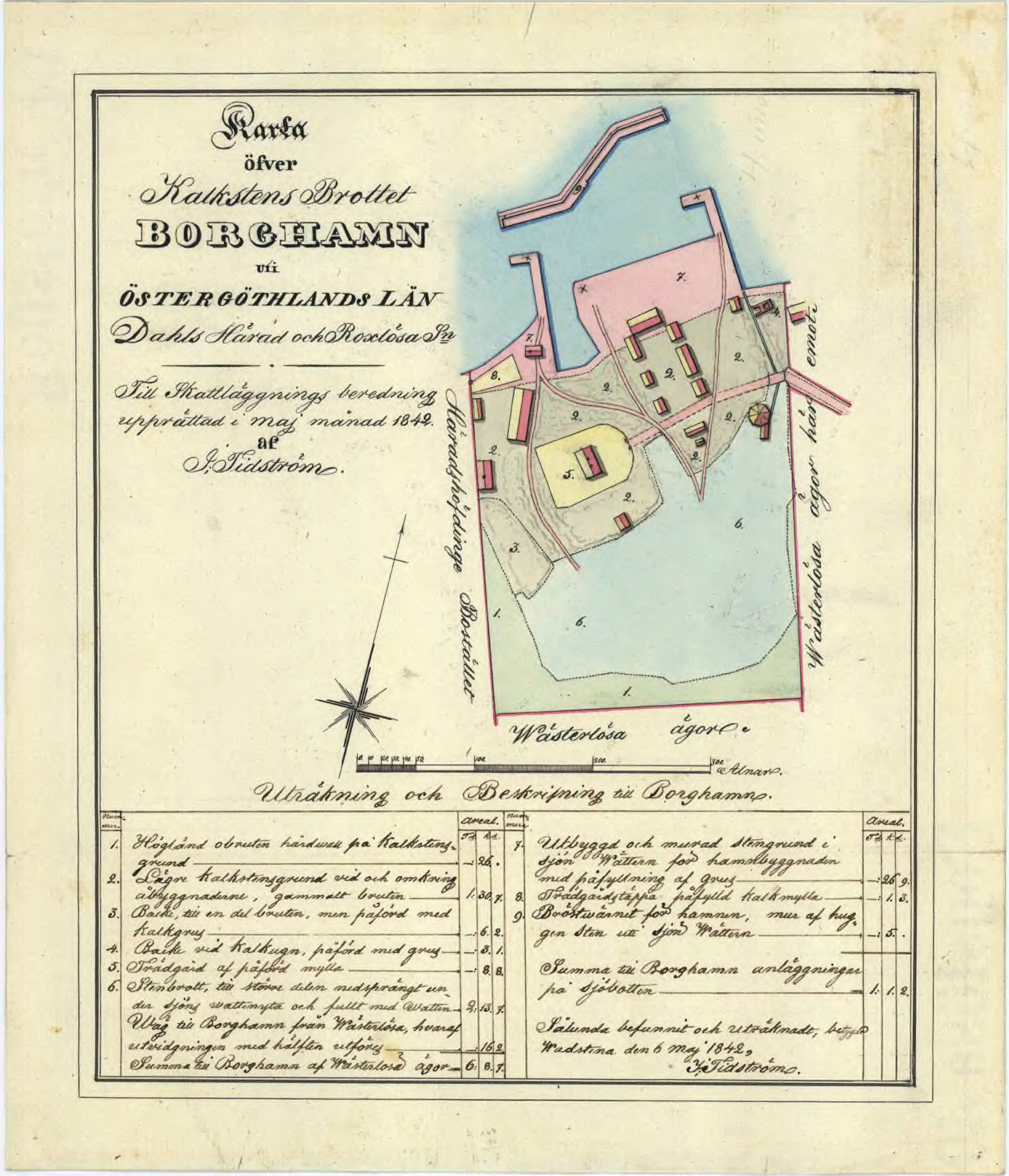 Skattläggningskarta, Borghamn 1842